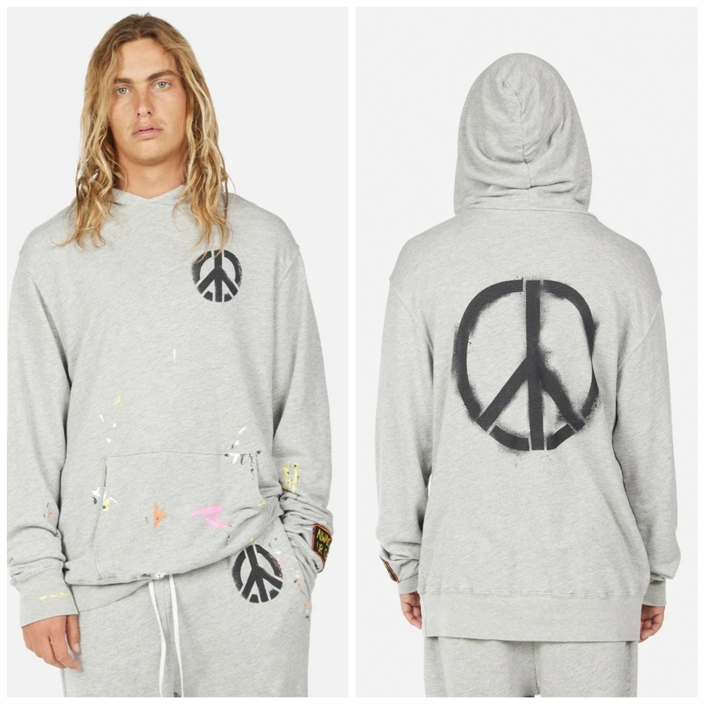 Lauren Moshi Paint-Splattered Peace Sign hoodie